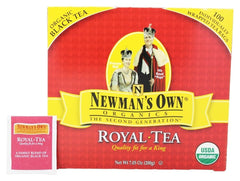 Cup of Newman's Own Organic Royal Black Tea steeping for rich aroma