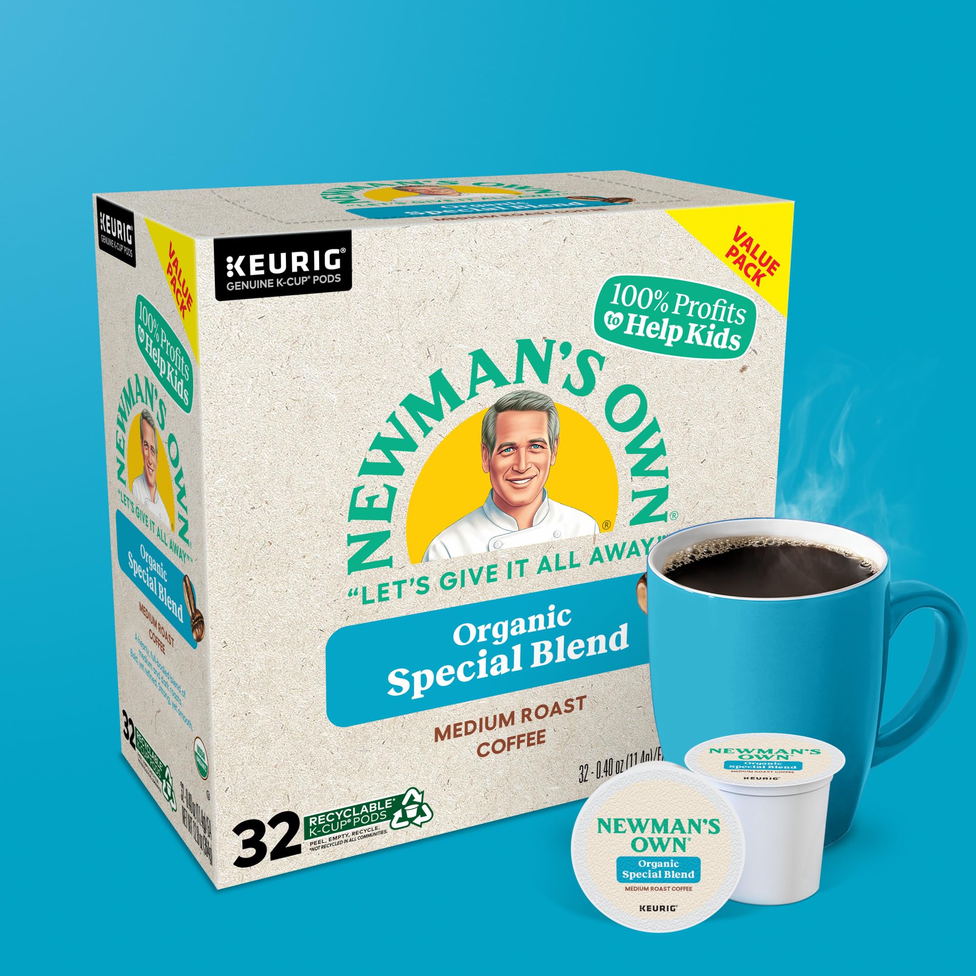 Newman's Own Organic Special Blend being poured for a hot cup.
