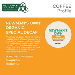 Newman's Own Organic Special Blend Decaf aroma rising from hot cup