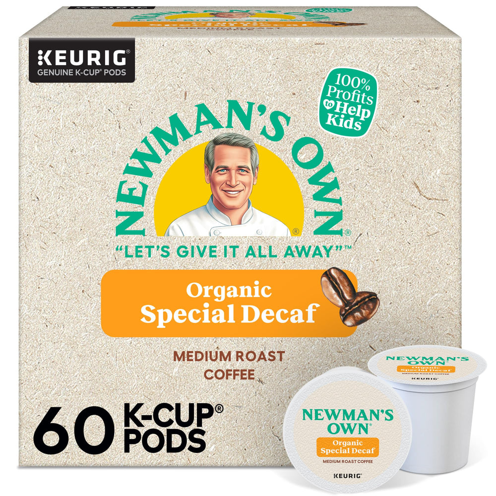 Newman's Own Organic Special Blend Decaf K-Cup pod ready for a smooth morning cup