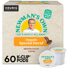 Newman's Own Organic Special Blend Decaf K-Cup pod ready for a smooth morning cup