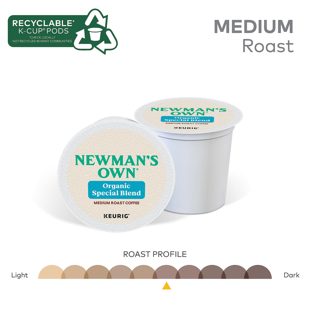 Cup poured from Newman's Own Special Blend Extra Bold for a bold moment.
