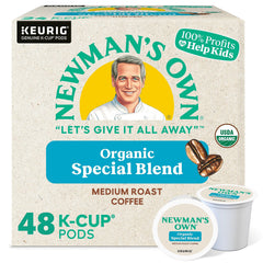 Newman's Own Organics Special Blend Extra Bold K-Cups box front for Keurig convenience.