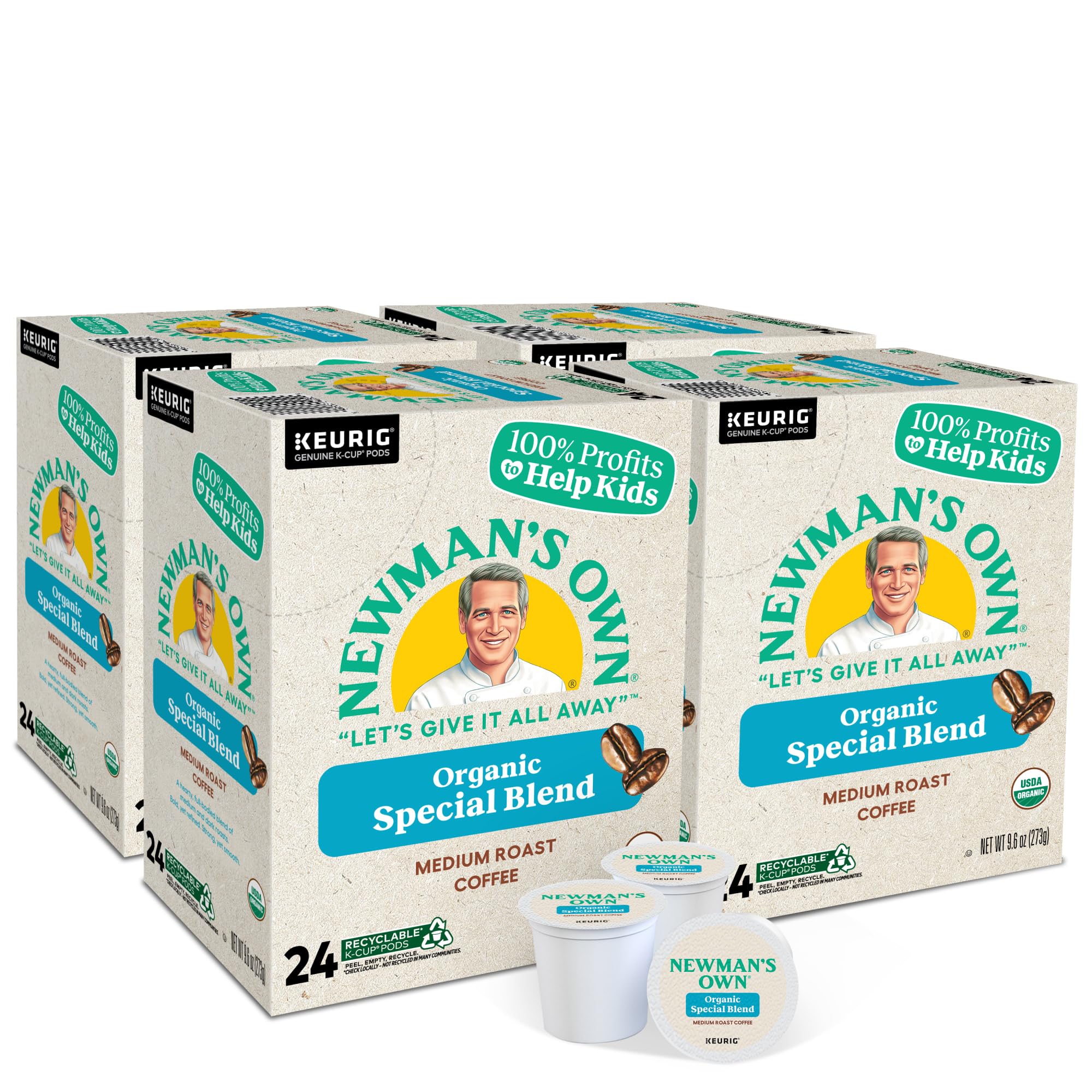 Newman's Own Organic Special Blend K-Cup Pods in hand, easy single-serve convenience.