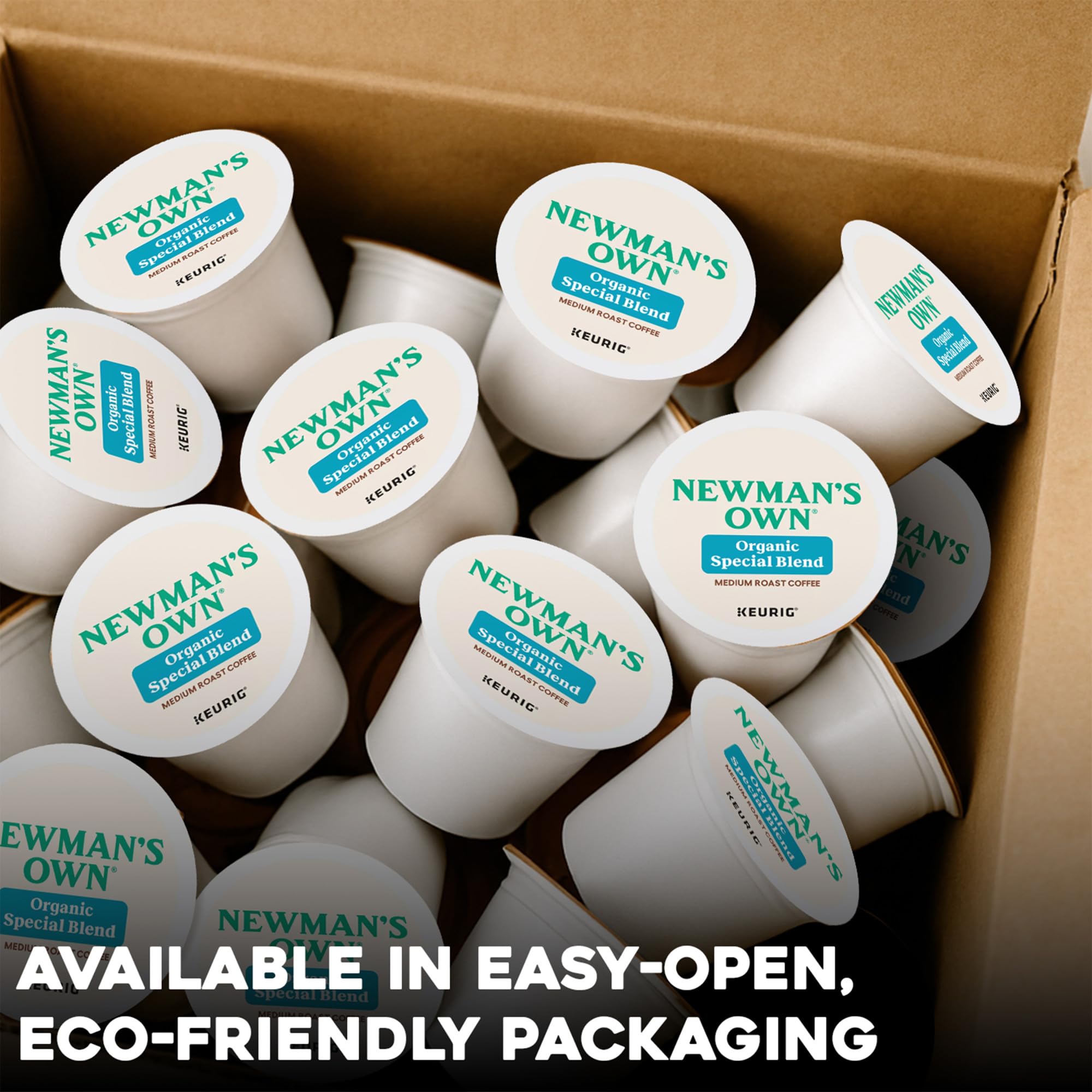 Newman's Own Organic Special Blend pods close-up highlighting roast balance