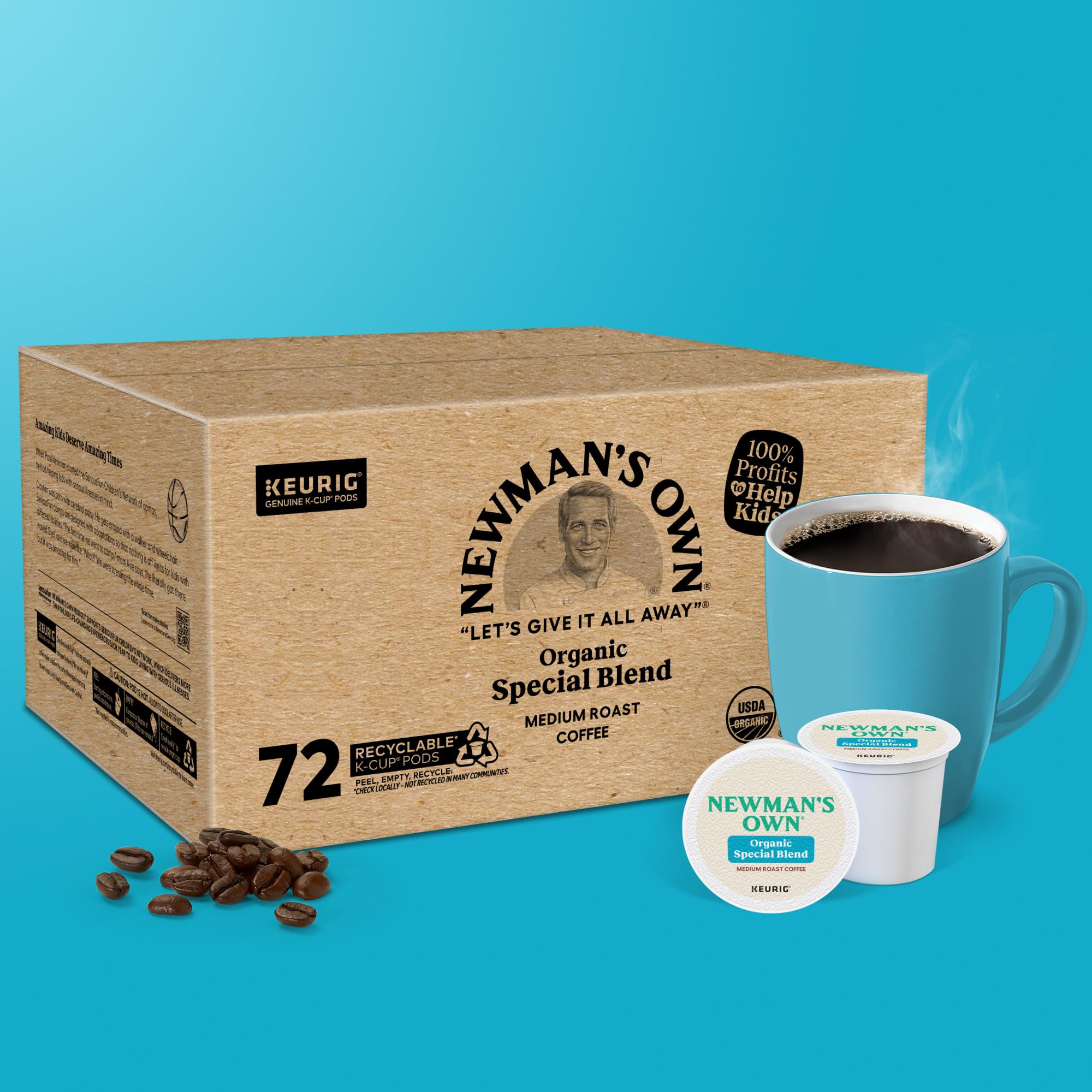 Newman's Own Organic Special Blend recyclable icon on packaging