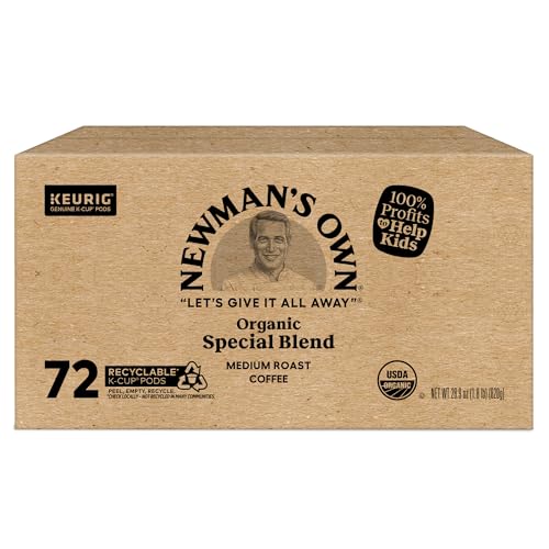 Newman's Own Organic Special Blend six-cartons on kitchen shelf