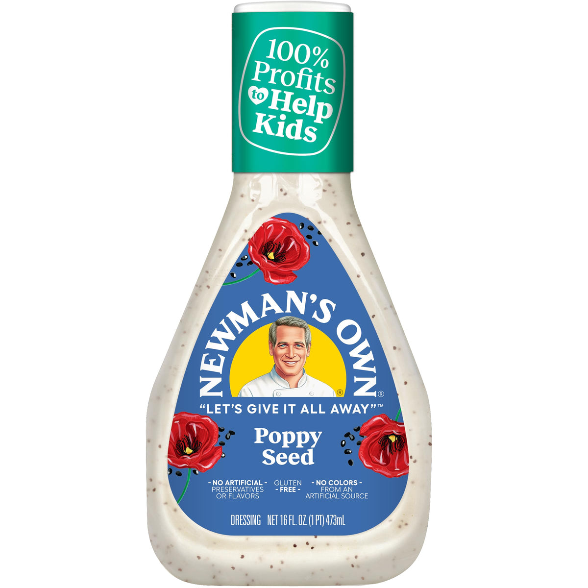 Newman's Own Poppy Seed Dressing bottle ready to enhance greens.