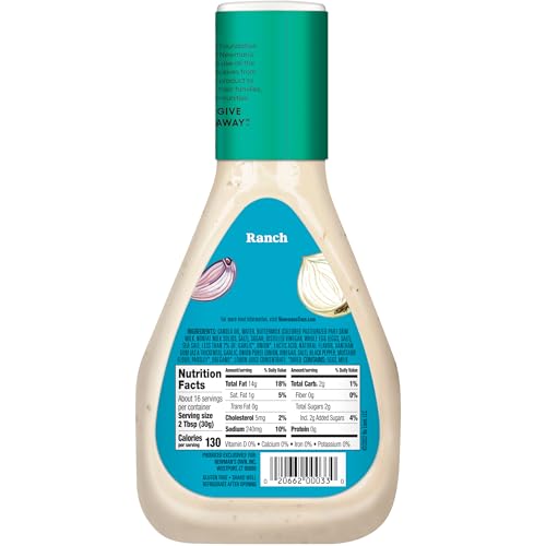 Newman's Own Ranch dressing on kitchen counter, all natural taste in reach