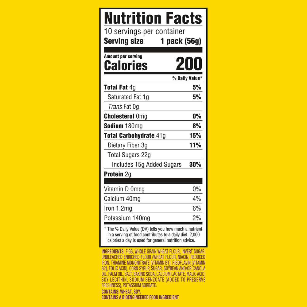 Newtons Fig Bars showcase a soft, chewy texture with real fruit flavor.