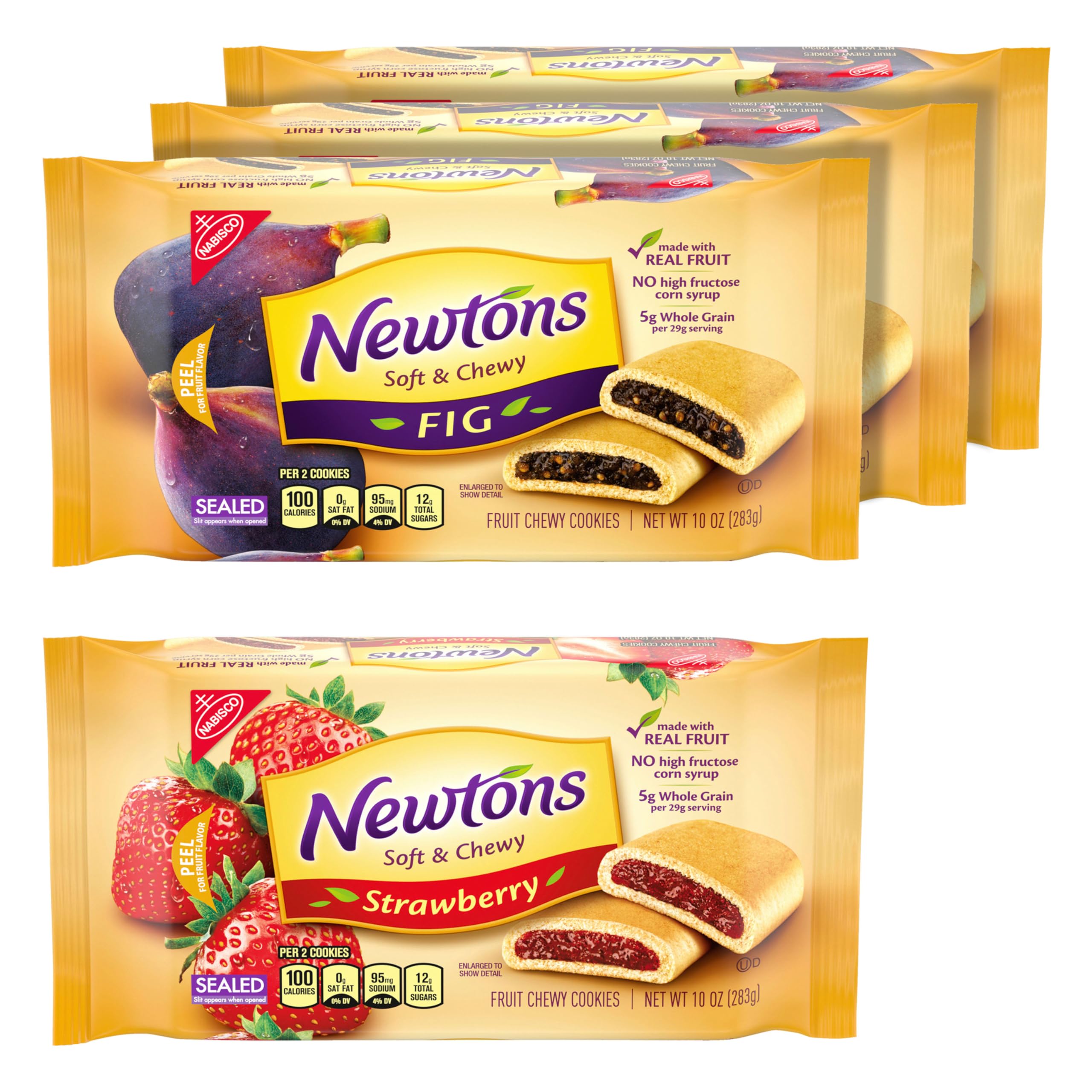 Newtons Fig Cookies 4-pack display for on-the-go snacking