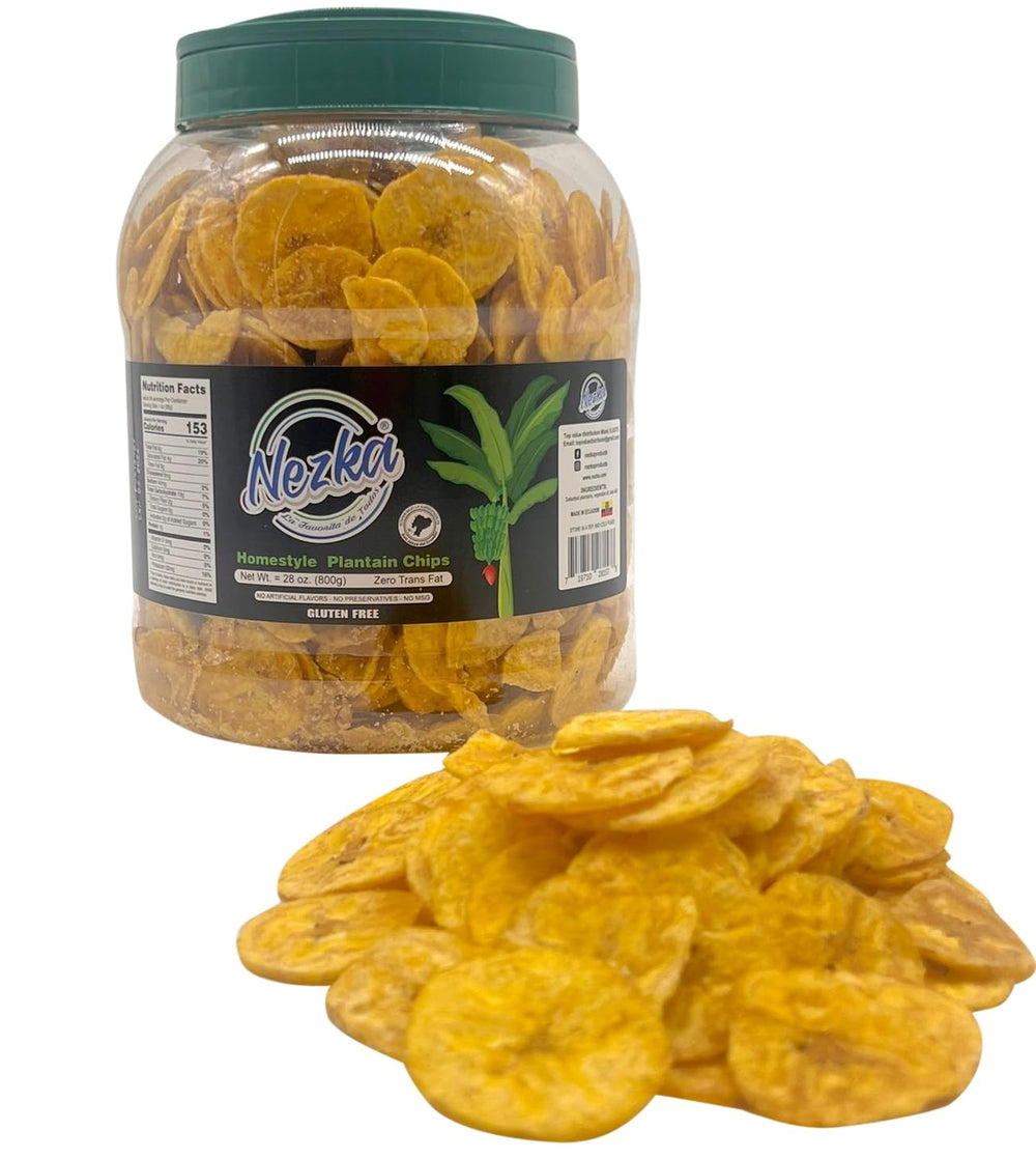 NEZKA plantain chips close-up showing crisp texture for dipping