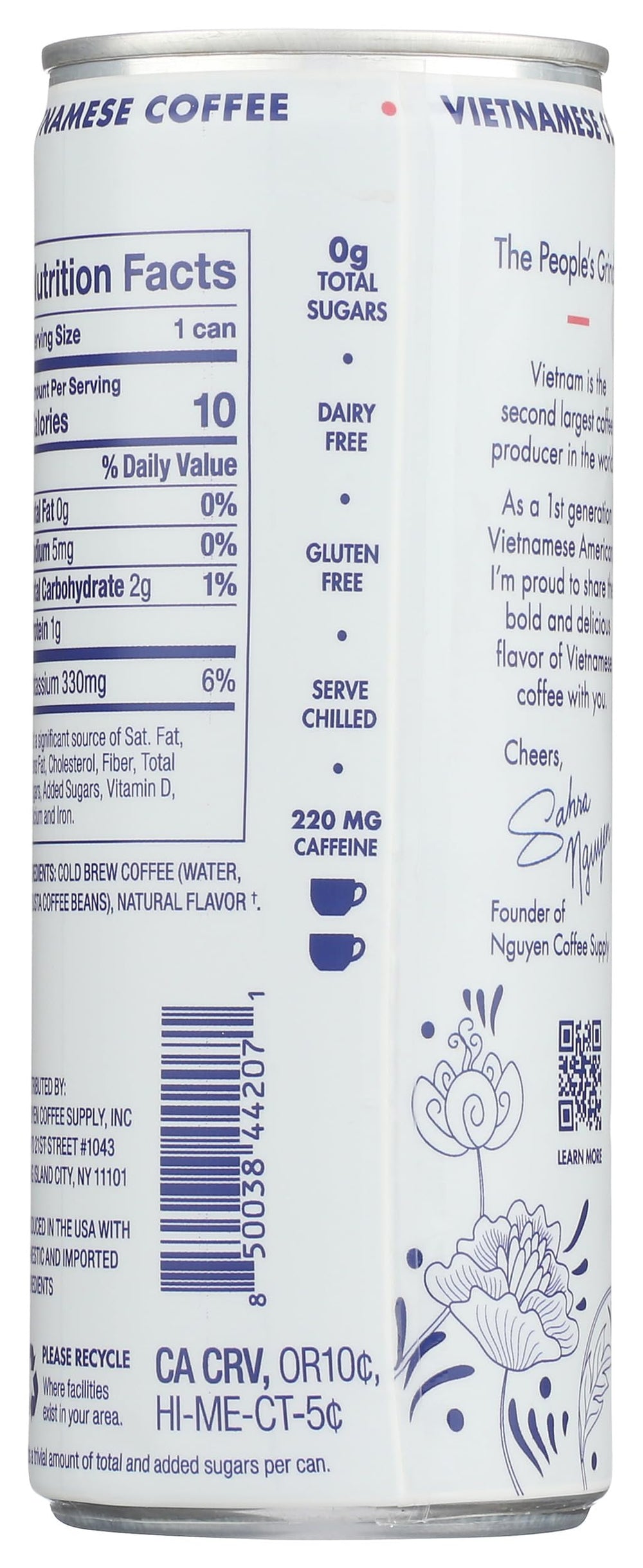 Nguyen Coffee Supply organic option label visible on the bottle.