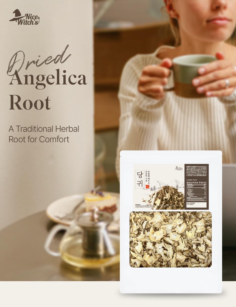 NICE WITCH'S natural dried angelica root ready to steep for flavor.