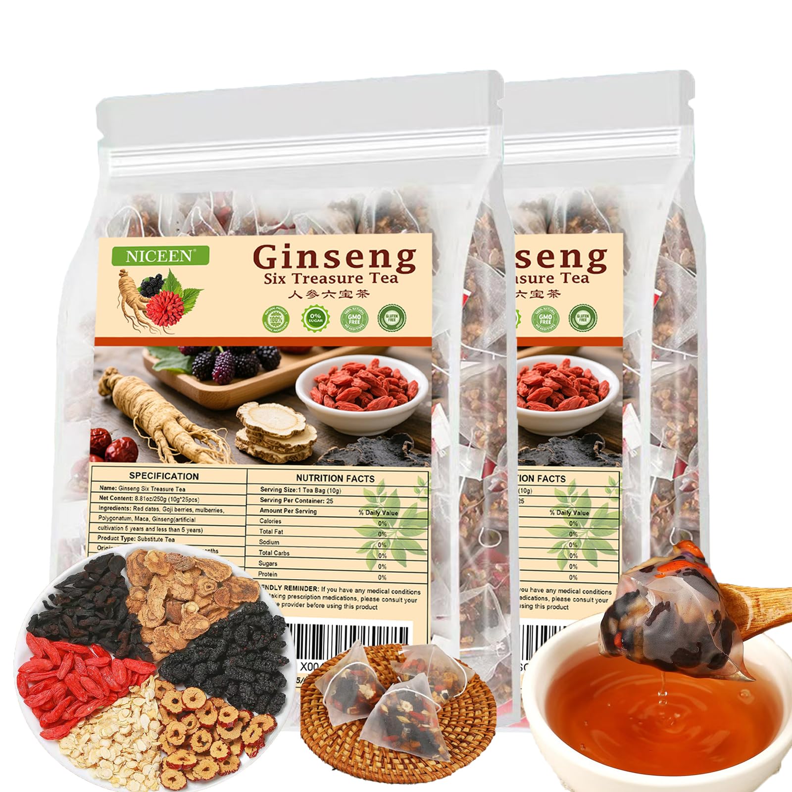 NICEEN kidney tea formula packaging highlights natural ingredients