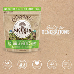 Nichols Farms pistachios roasted with sea salt close-up, showing crisp, flavorful texture.