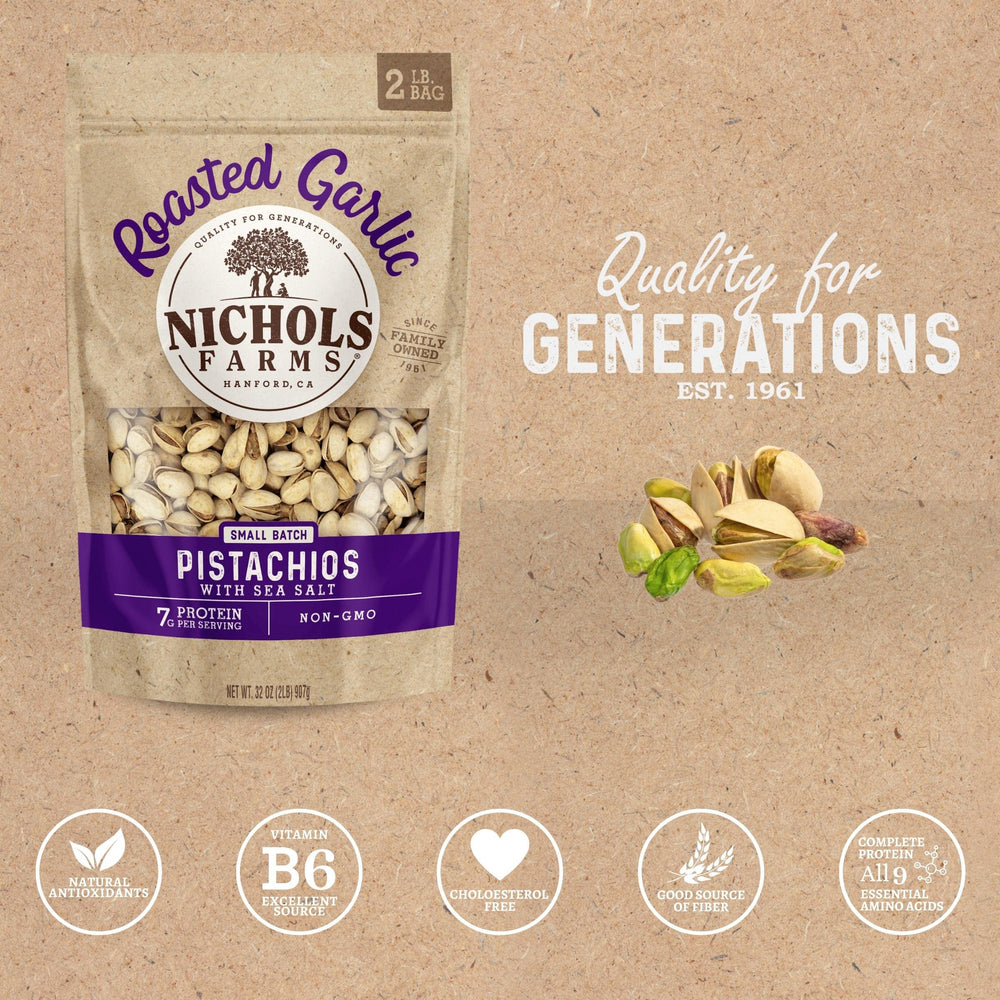 Nichols Farms pistachios for party snacks offer crunch and flavor