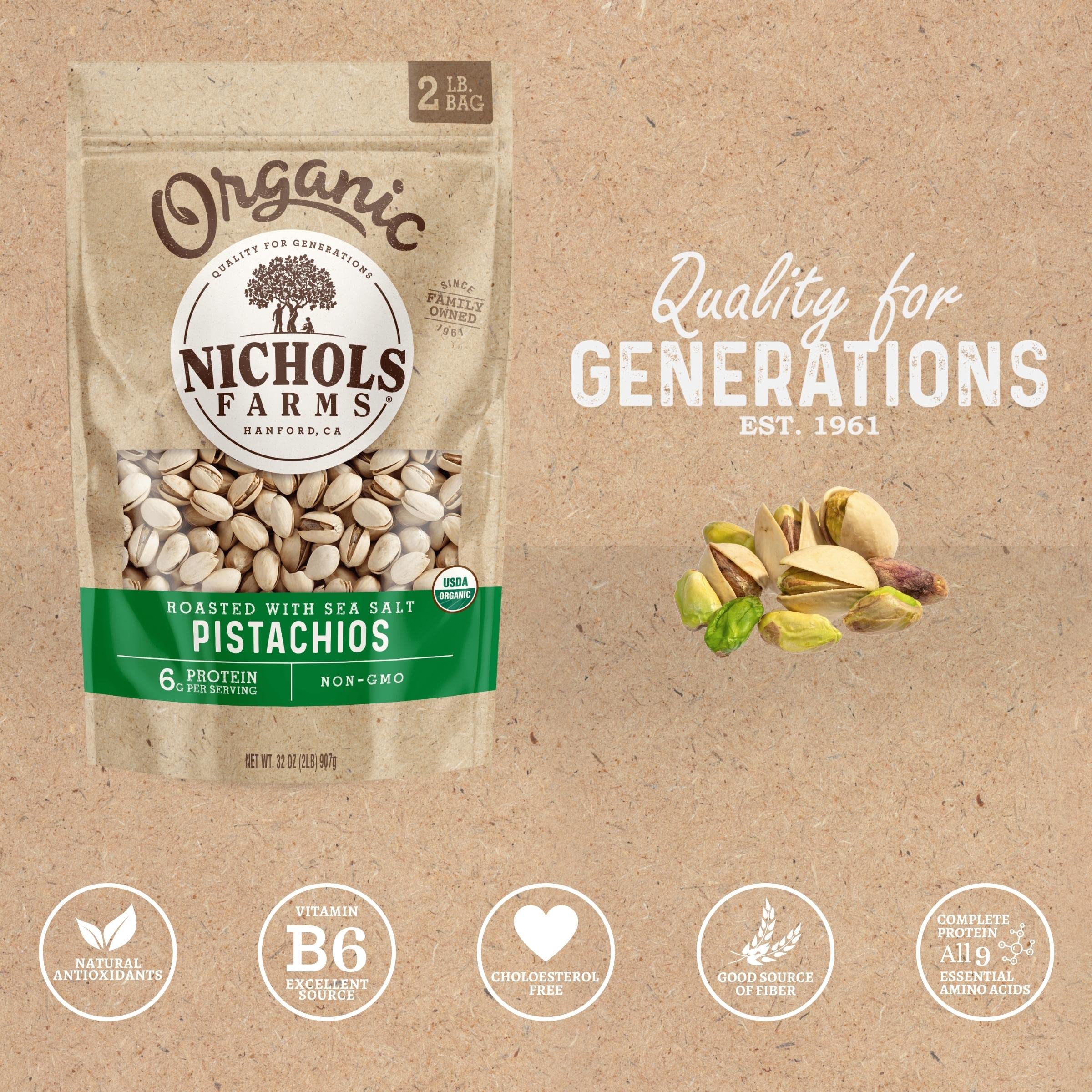 Nichols Farms pistachios in a bowl, snack-ready with crisp texture