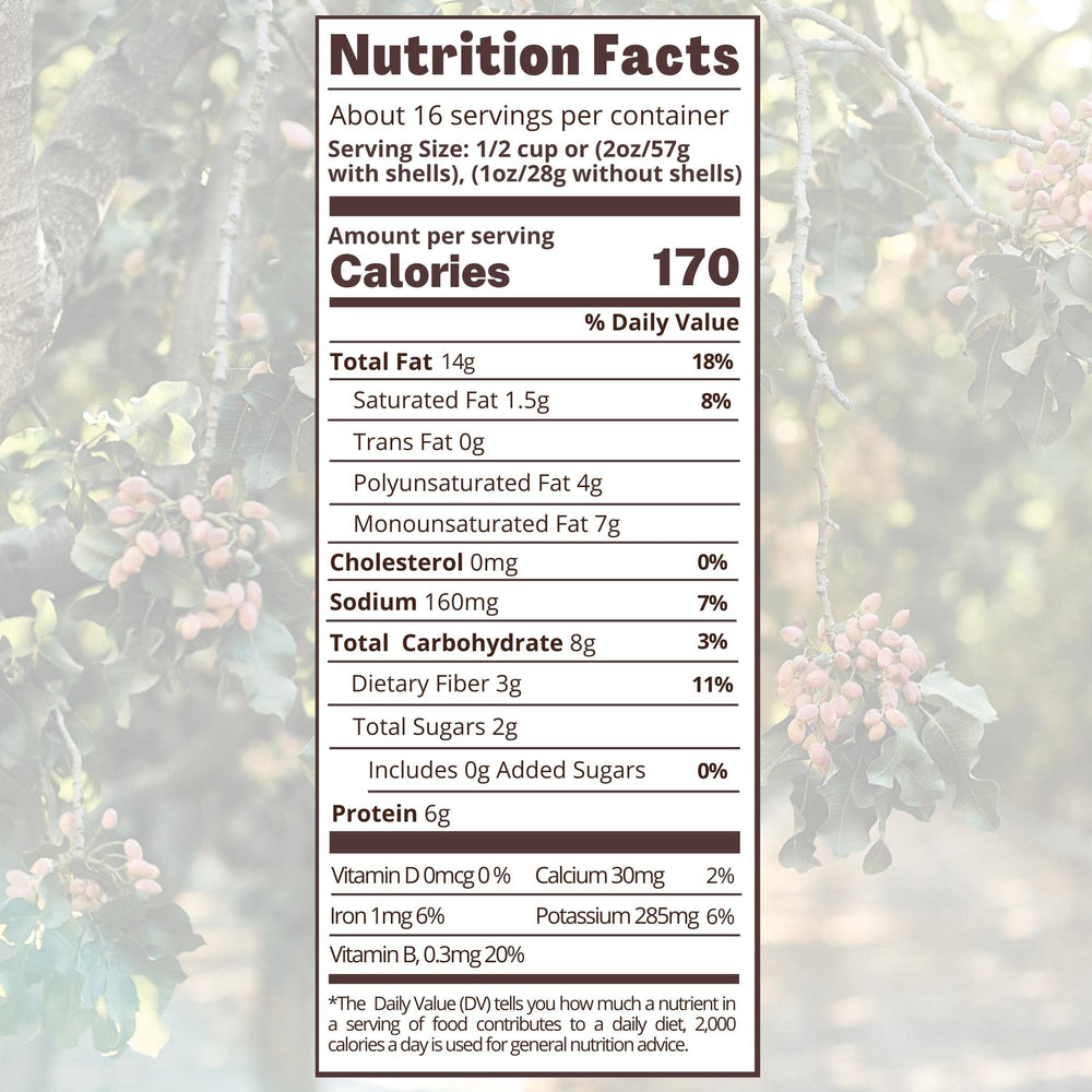 Nichols Farms sun-ripened California pistachios no-shell ideal for salads and recipes