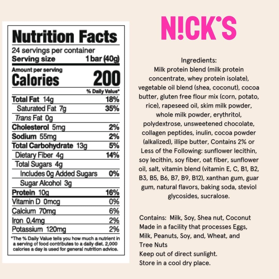 N!CK'S NICKS Protein Wafer Bar served as a low-carb snack option.