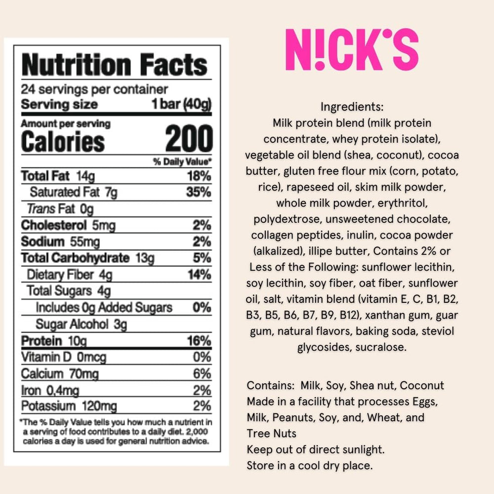 N!CK'S NICKS Protein Wafer Bar served as a low-carb snack option.