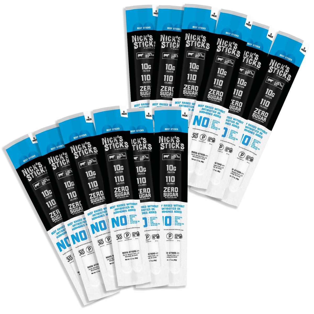 Nick's Sticks grass-fed beef twin-pack for protein on the go.