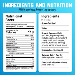 Nick's Sticks on-the-go packaging with clean ingredients.