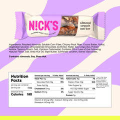 NICKS Keto Nut Bar almond chocolate bar closeup shows roasted almonds and smooth chocolate