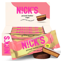 NICKS Peanut Butter Cups pack front view, keto-friendly snack option.