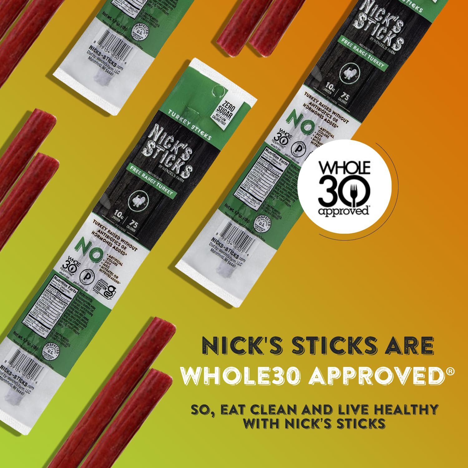 Nick's Sticks on-the-go snack setup with portable packaging.