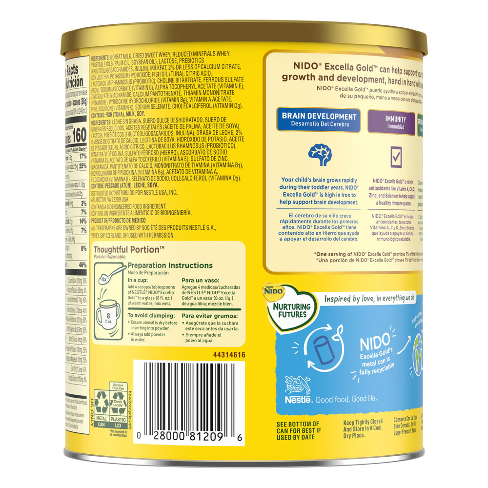 Nido Excella Gold yields 22 servings when prepared as directed