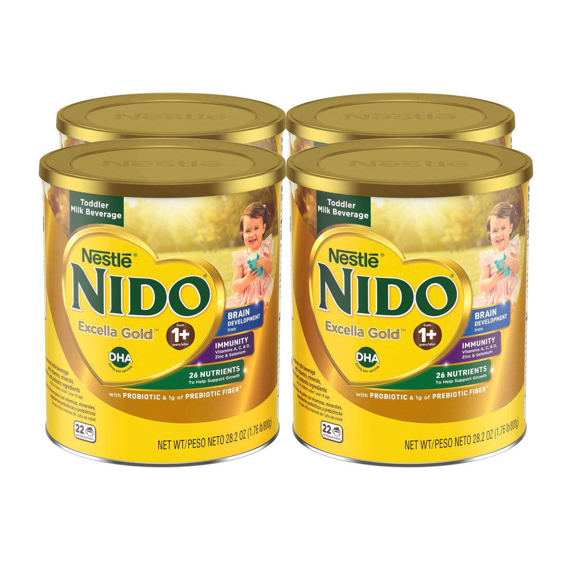 Nido Excella Gold 4-pack can for easy family stocking