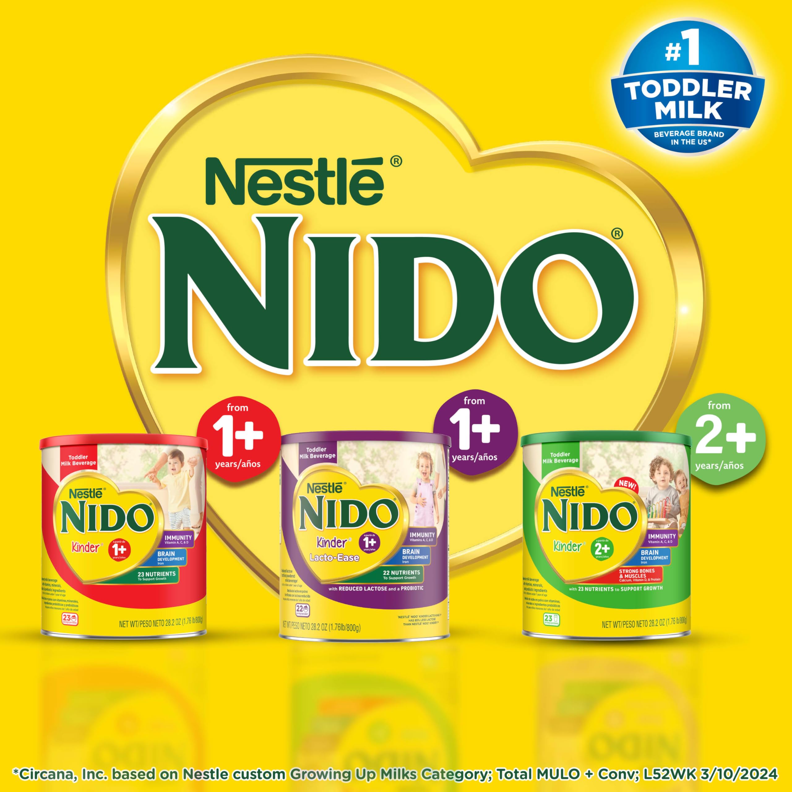 Nido Kinder Toddler powder container open for easy scooping