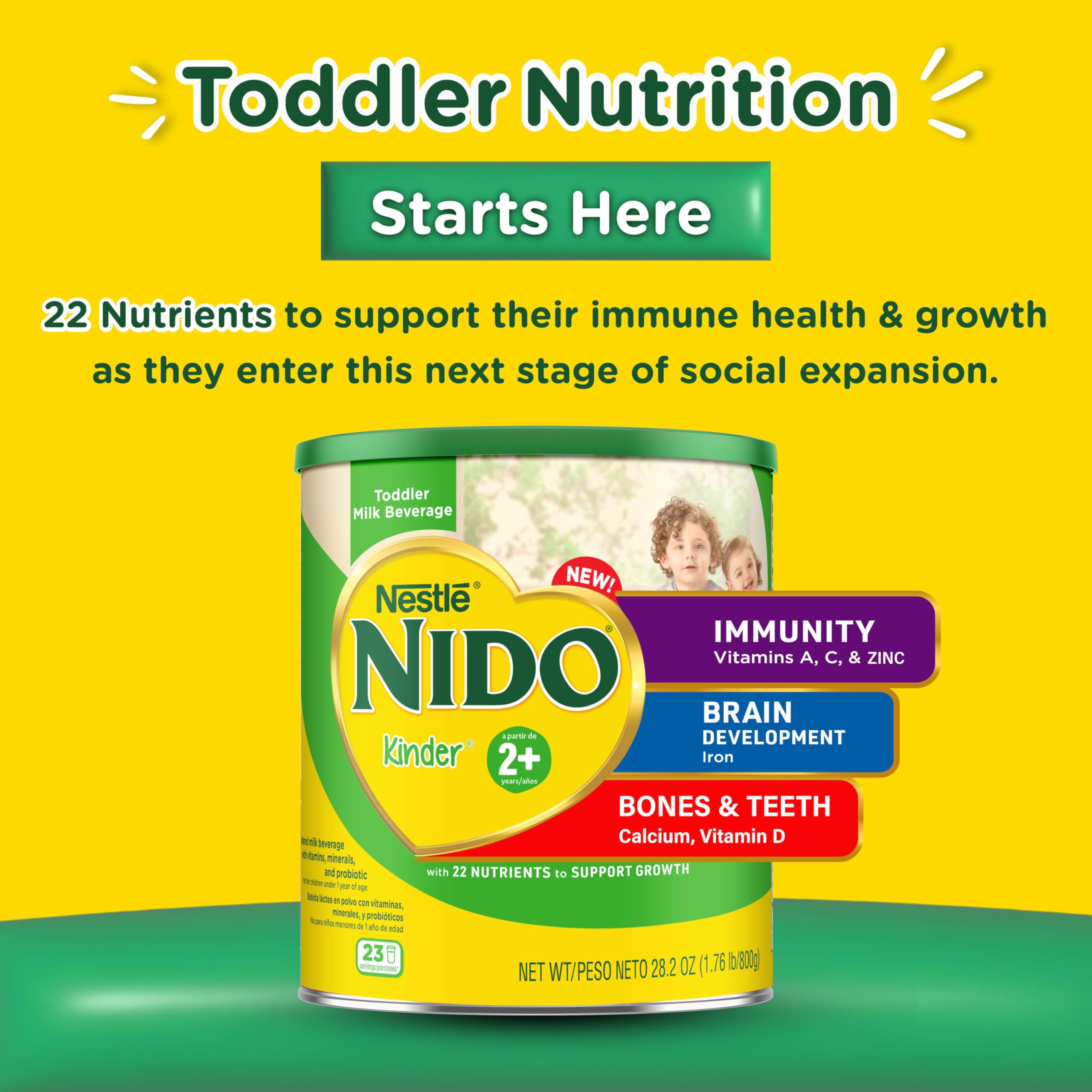 Nido Kinder Toddler scoop with powder ready for quick mixing