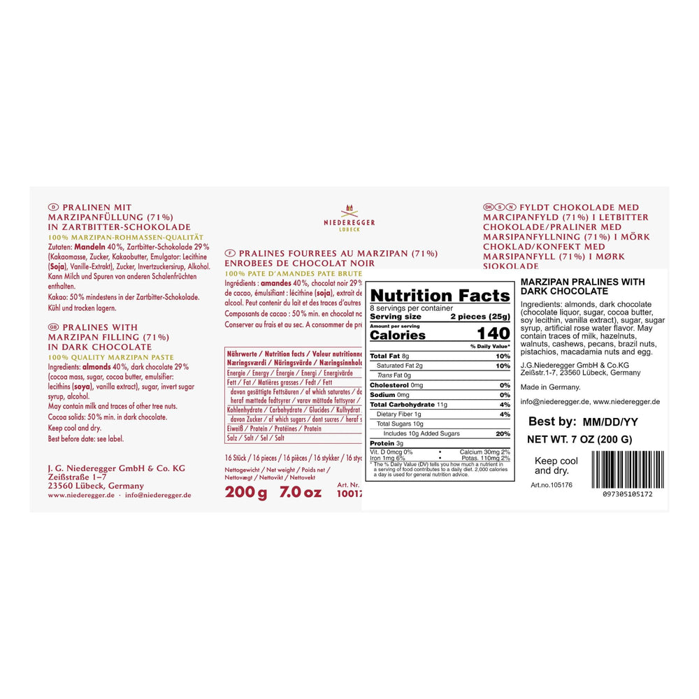 Niederegger Classic Loaves dark chocolate coating enhances a premium confection experience