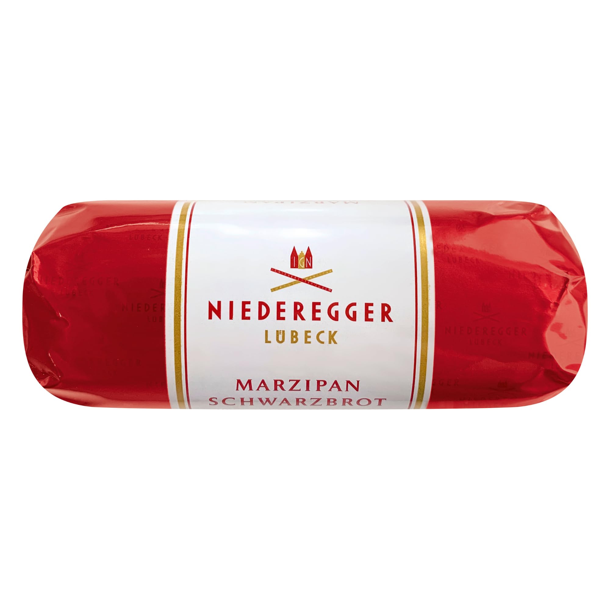 Niederegger Classic Marzipan Loaf with crisp dark chocolate front view, ideal as a refined gift.