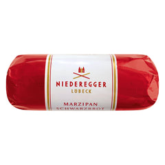 Niederegger Classic Marzipan Loaf with crisp dark chocolate front view, ideal as a refined gift.