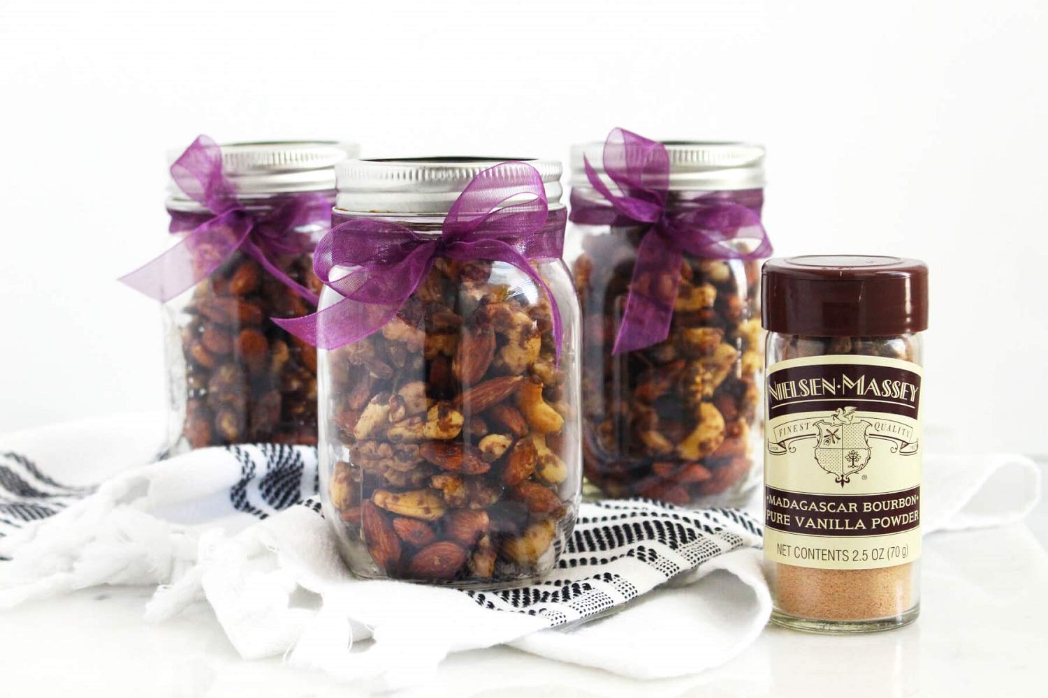 Nielsen-Massey Madagascar-origin vanilla powder emphasizes hand-selected beans.