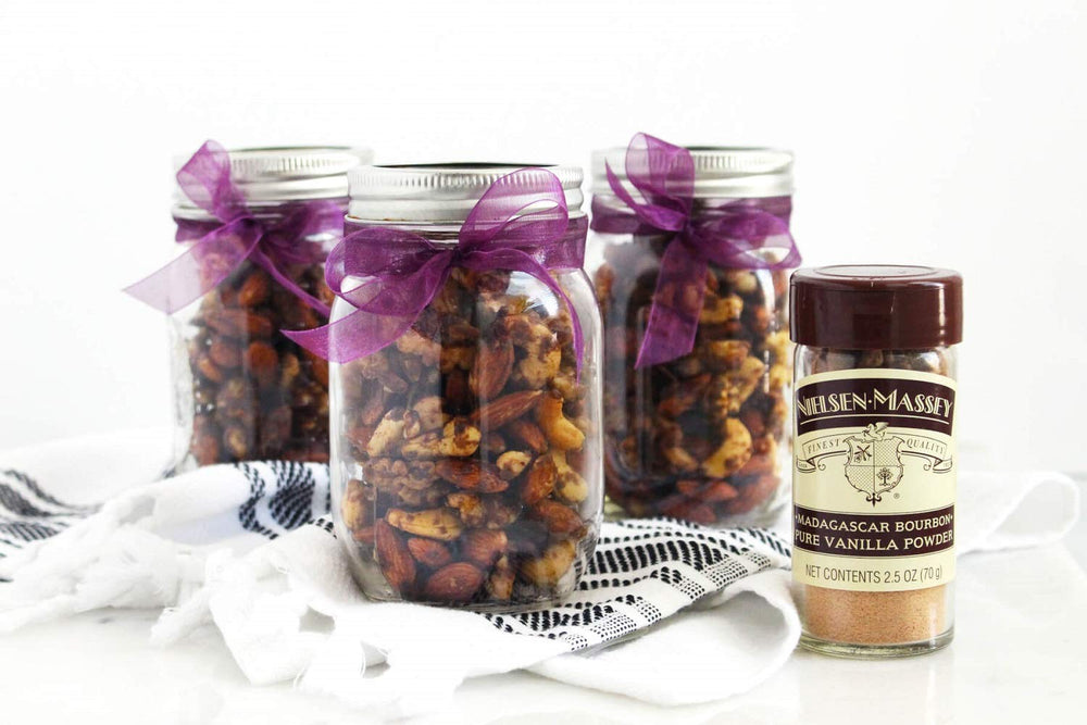 Nielsen-Massey Madagascar-origin vanilla powder emphasizes hand-selected beans.