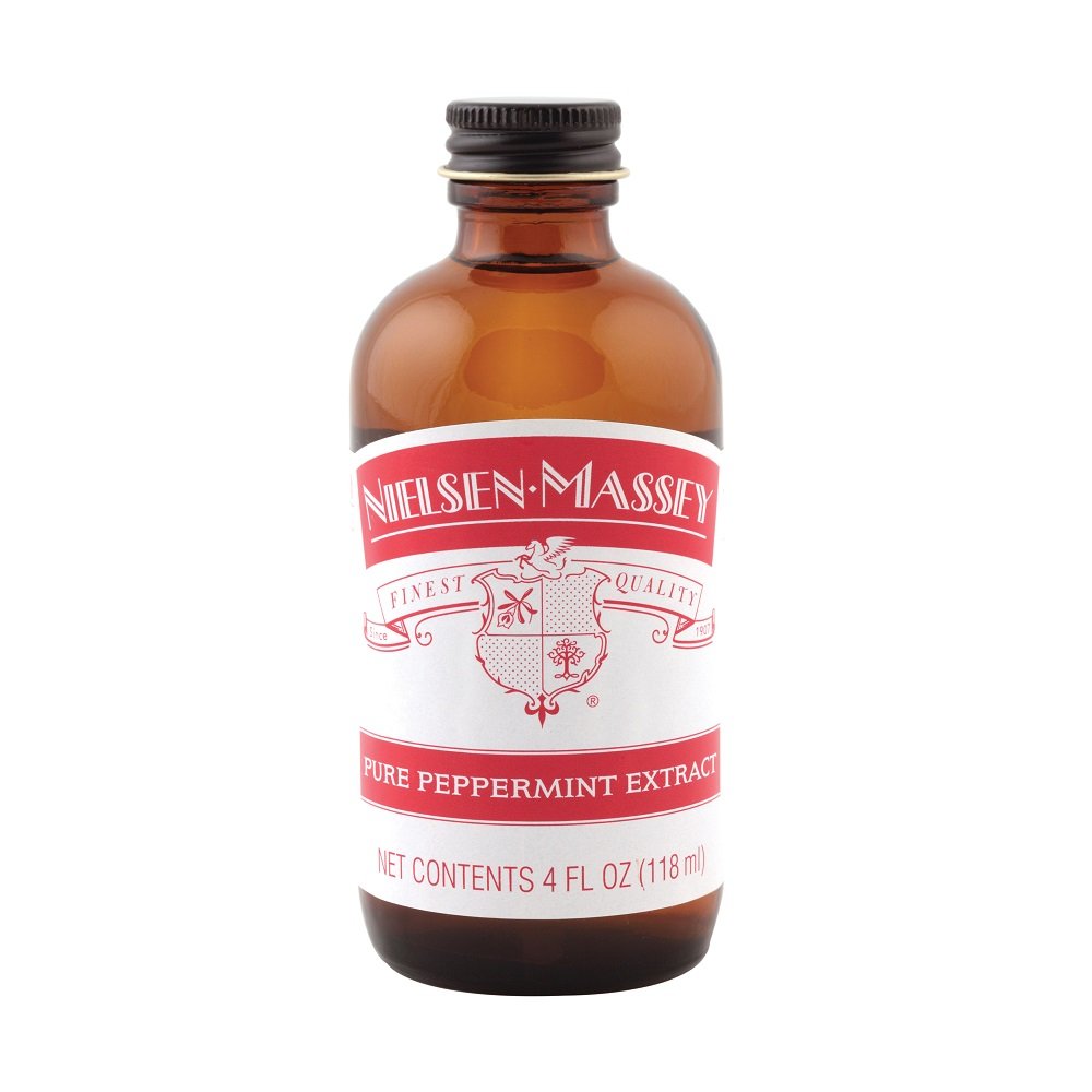 Nielsen-Massey Peppermint Extract label closeup highlights all-natural, gluten-free quality