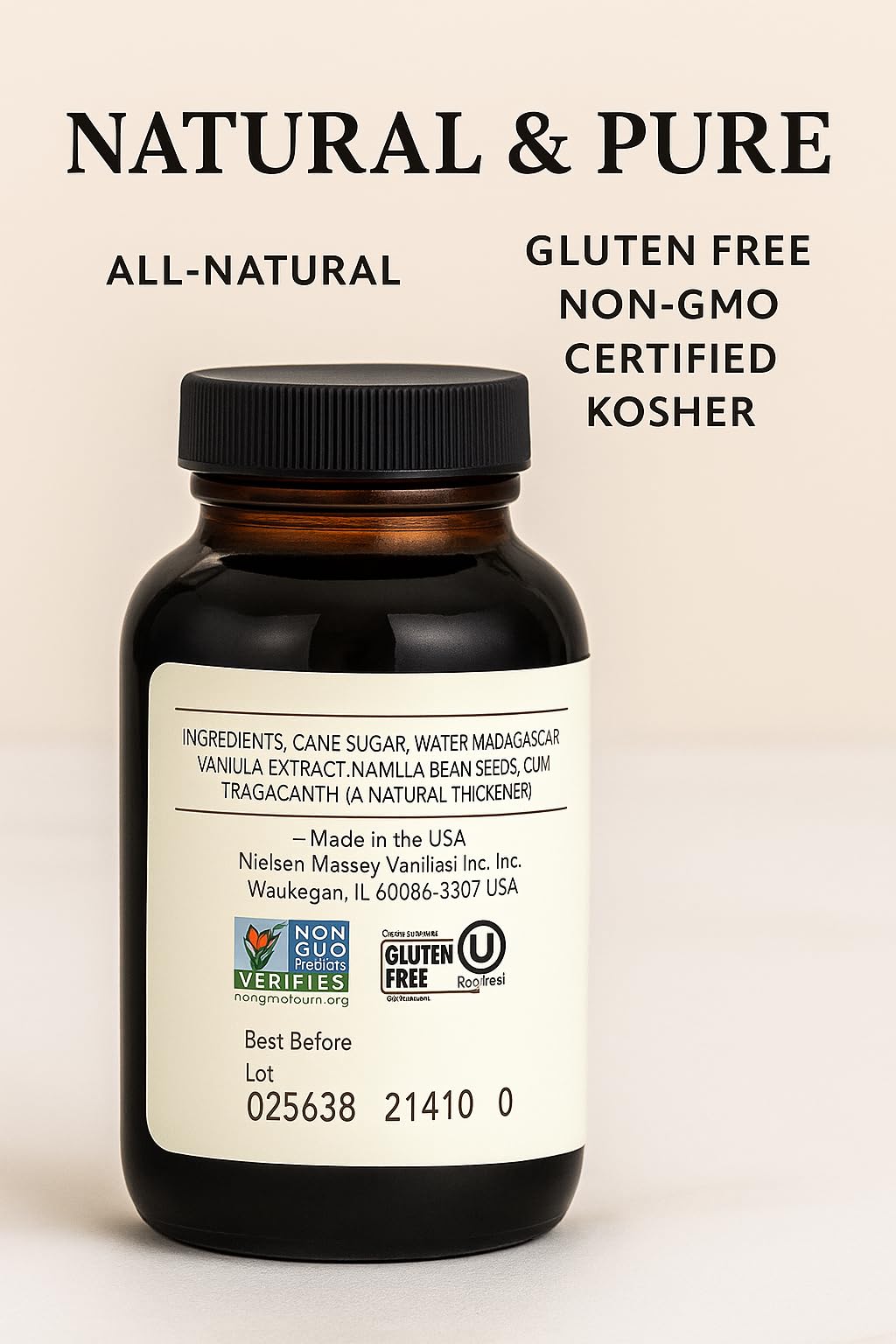 Clean ingredients: Nielsen-Massey vanilla bean paste is non-GMO, kosher, gluten-free