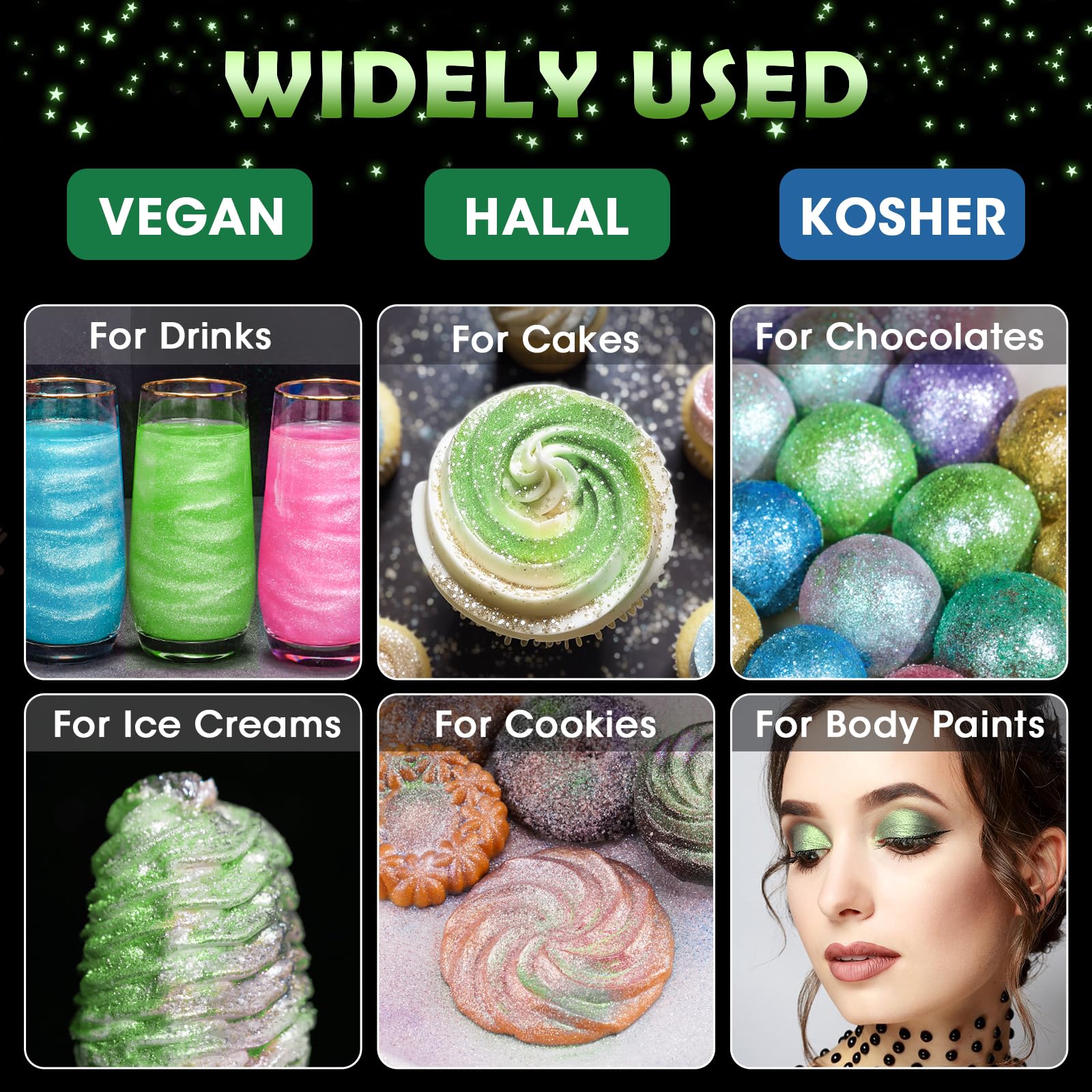 NiHome edible glimmer dust on cocktails adds vibrant sparkle and visual appeal.
