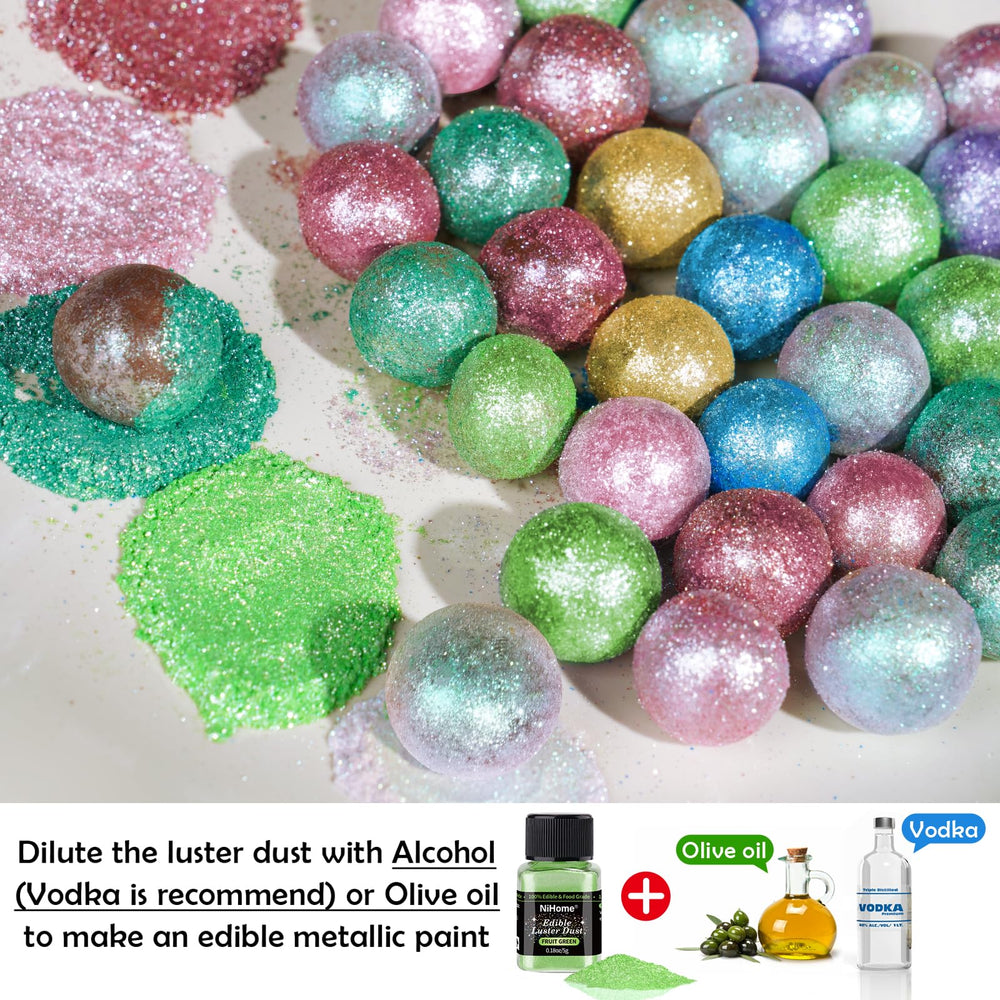 NiHome edible luster dust blends into syrups for shimmering drinks.