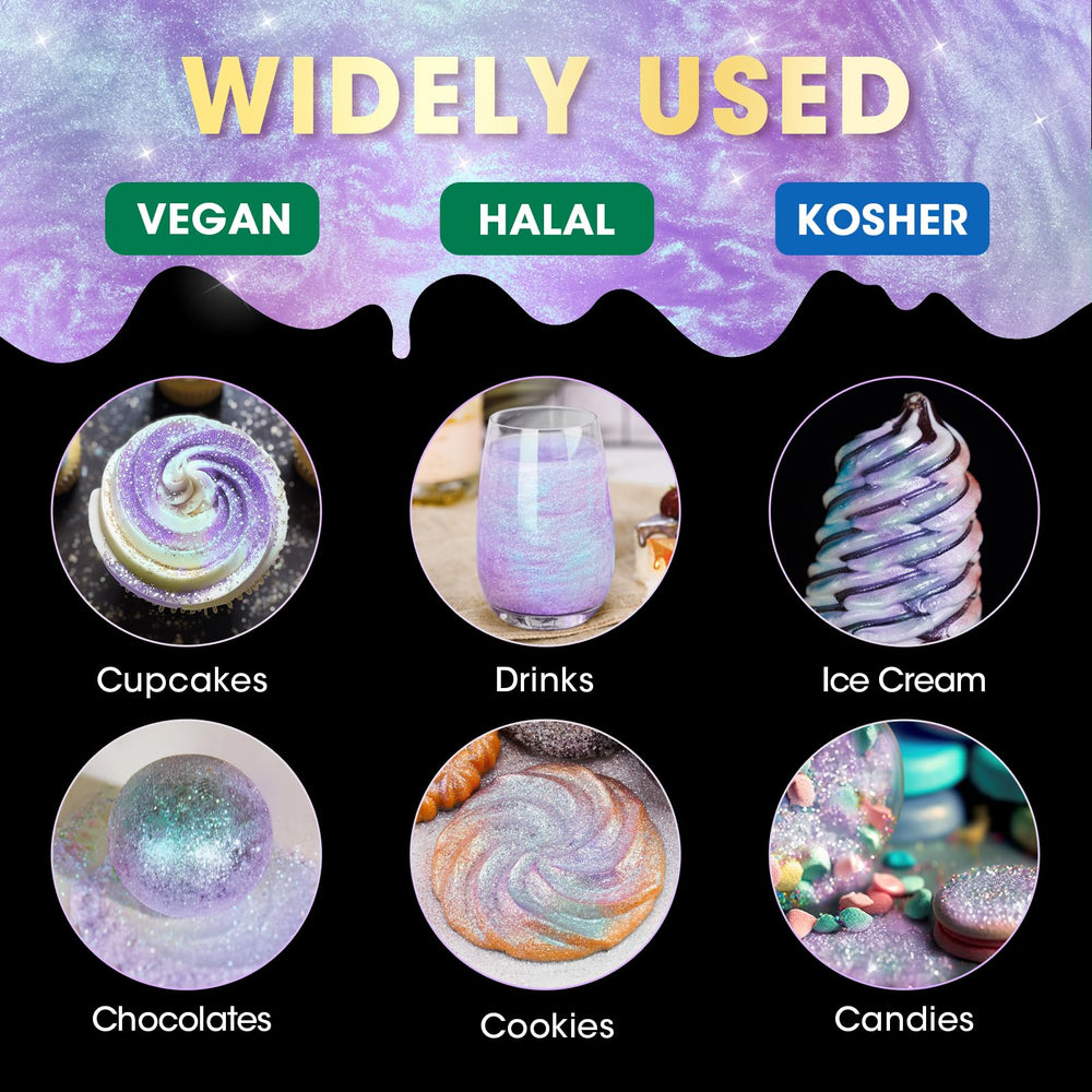 NiHome edible glimmer powder cocktail sparkle on glass enhances drinks with shimmer.