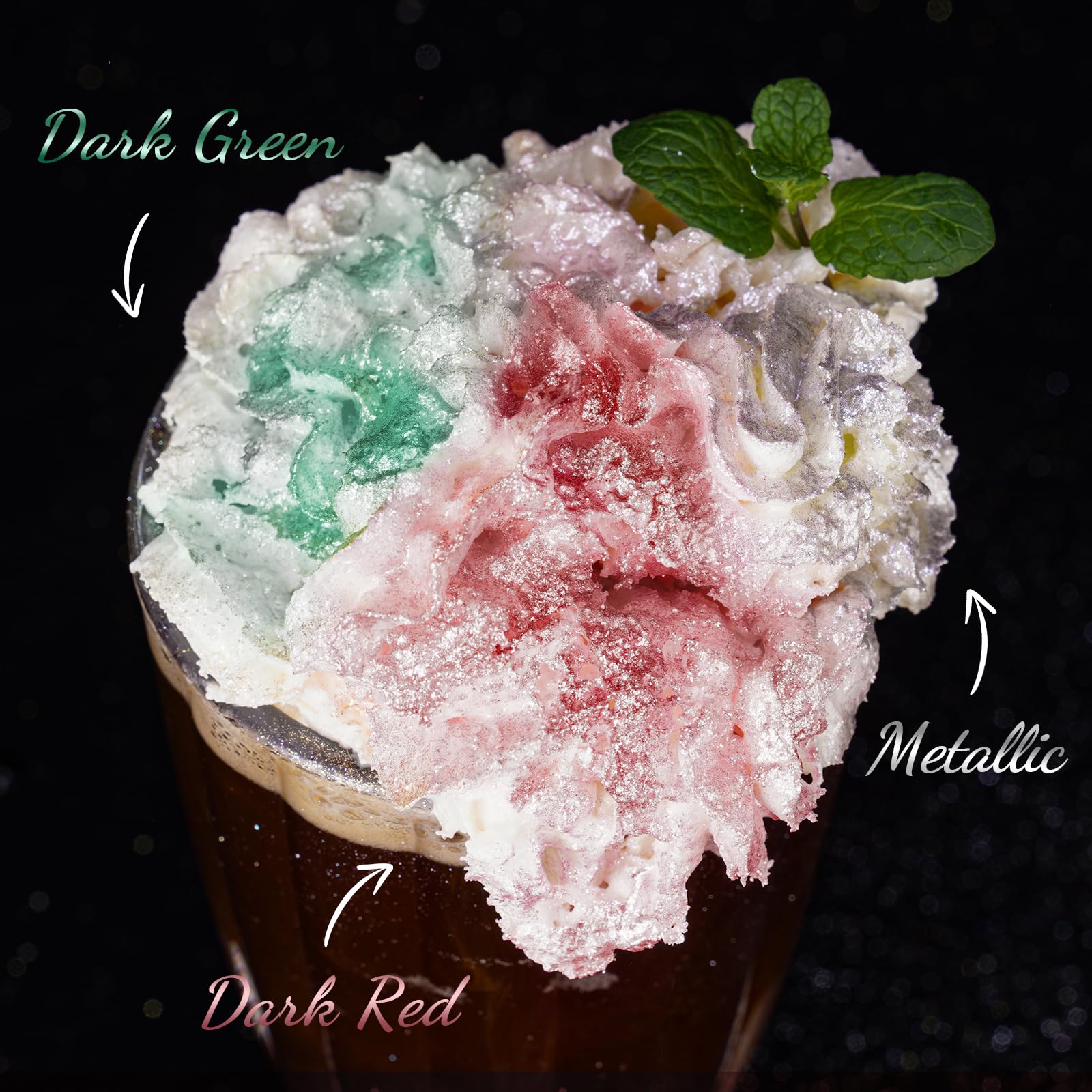 NiHome luster dust enhances wine with a subtle green glow.