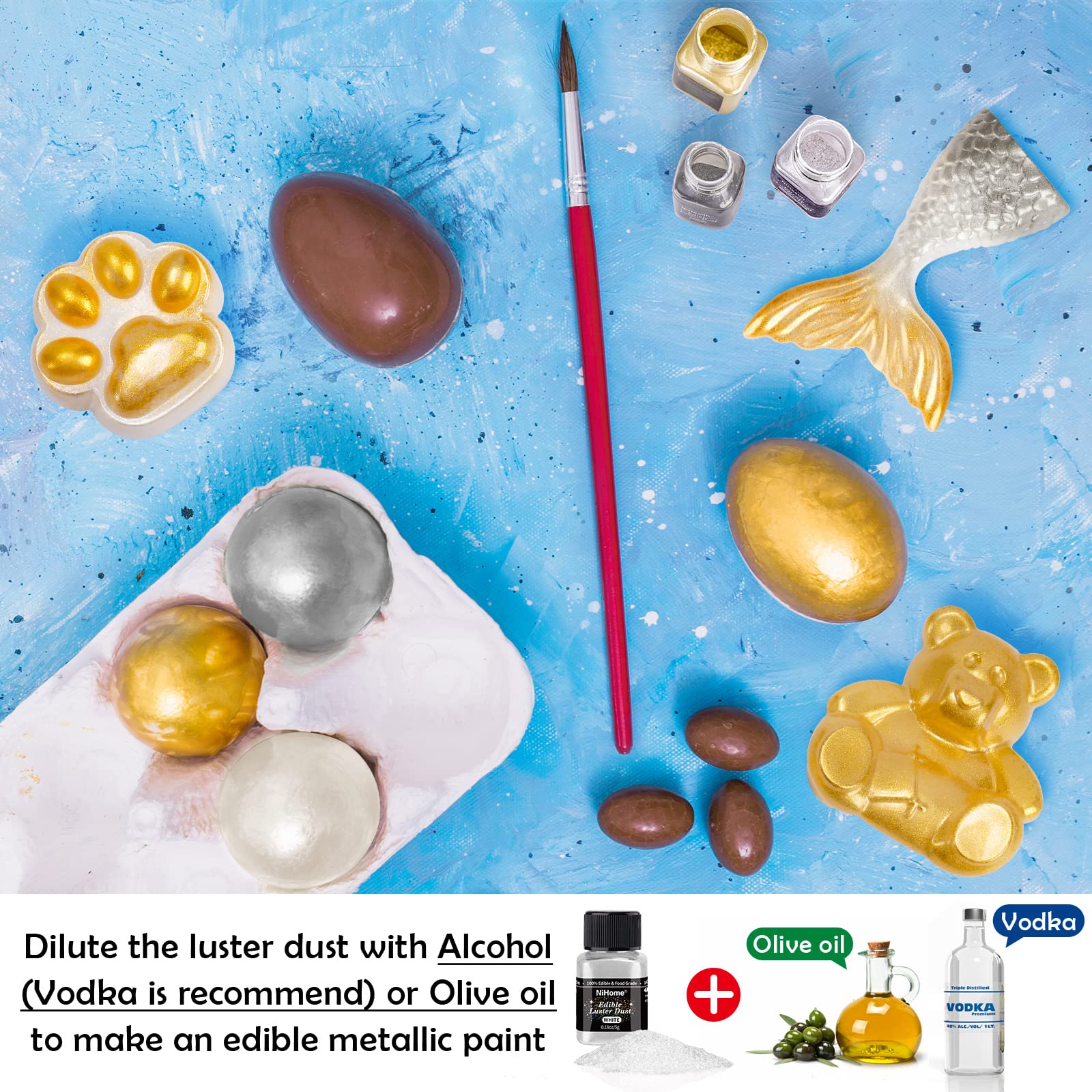 NiHome edible glitter dust enhances drinks and pastries with a gentle glow.