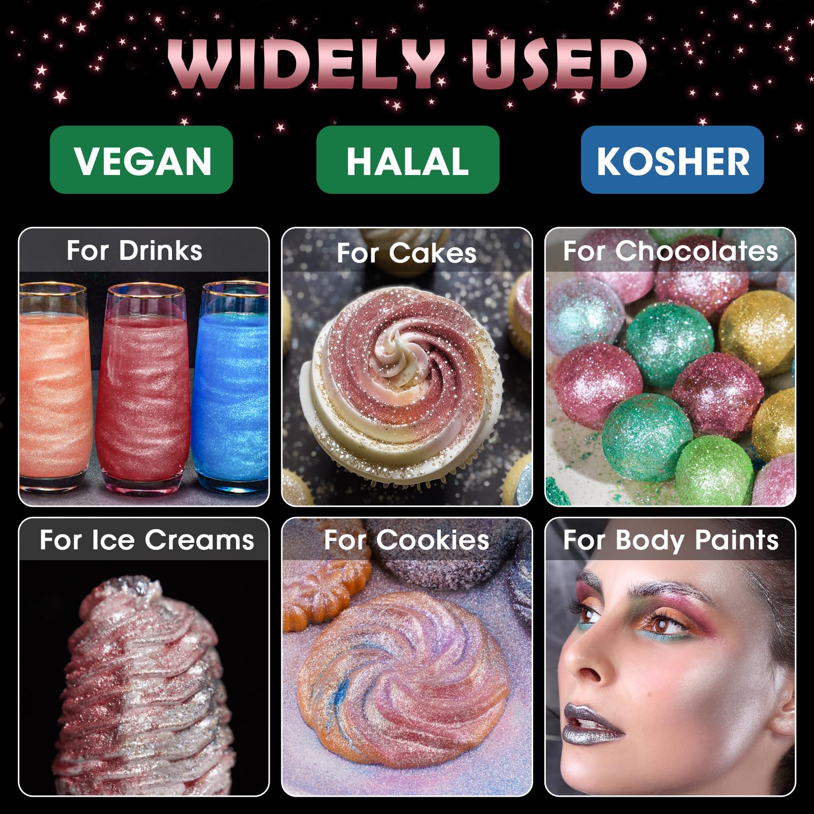 NiHome edible glitter dust on cake decorating adds festive shine.