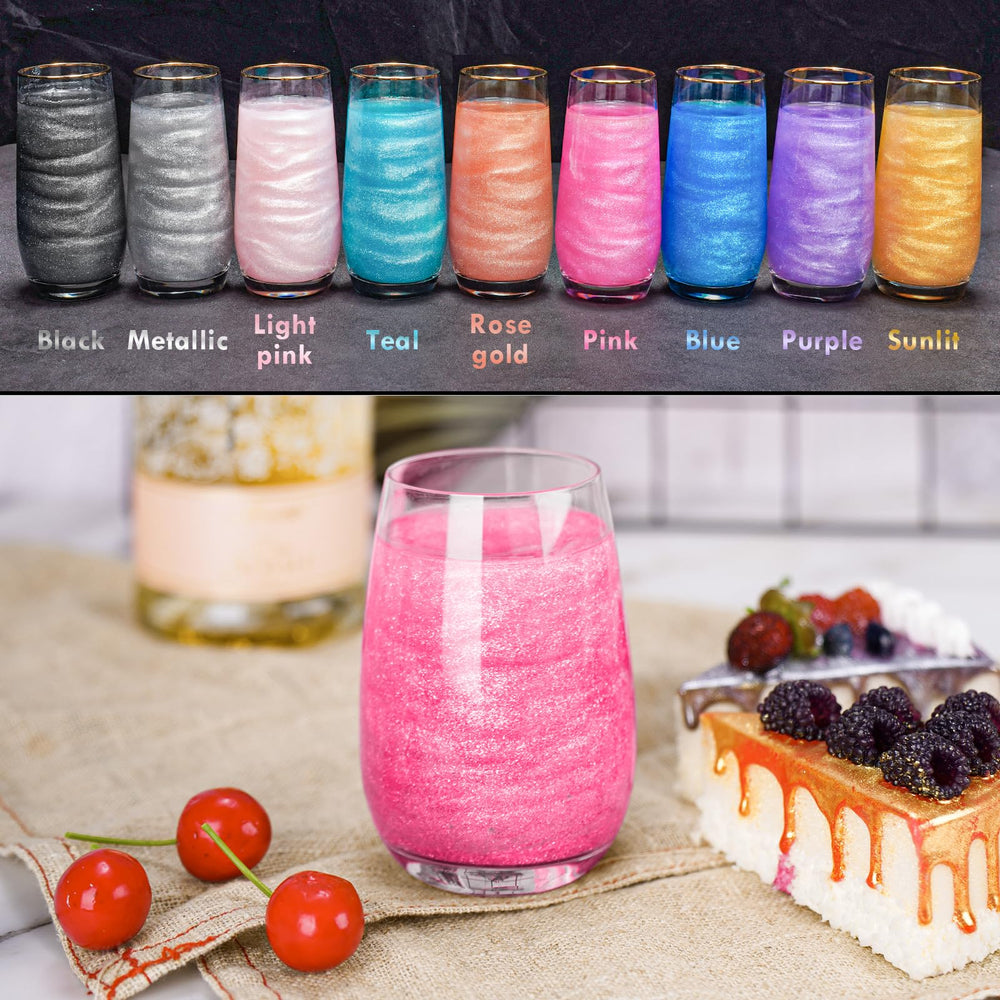 NiHome pink cake-decorating glitter adds festive sparkle to cupcakes.