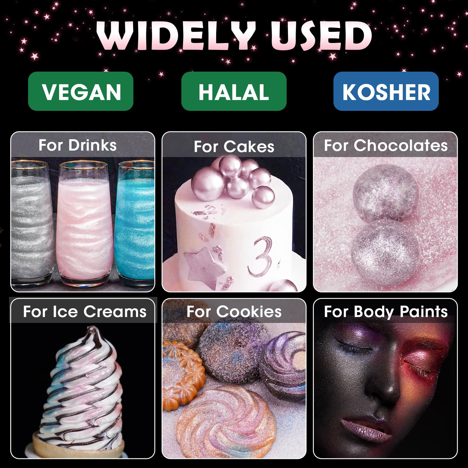 NiHome edible glitter powder enhances pink drinks with subtle sparkle
