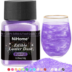 NiHome edible glitter powder purple bottle pour adds vibrant beverage shimmer.